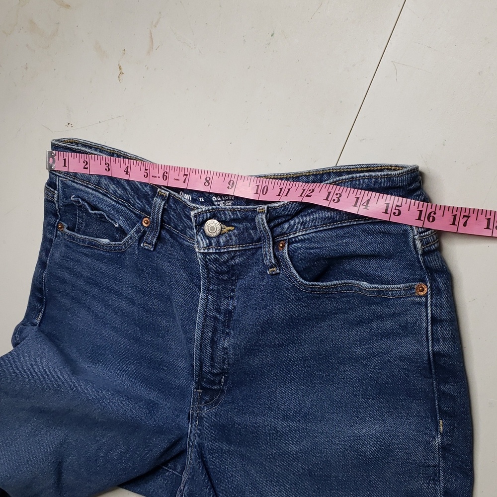 Old Navy High Rise OG Loose Secret Smooth Pockets Straight Jeans Size 12 Fringe - Picture 11 of 16